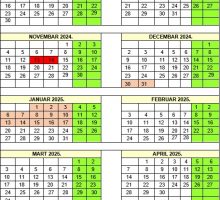 Nastava organizovana u dva polugodišta, zimski raspust od 28. decembra